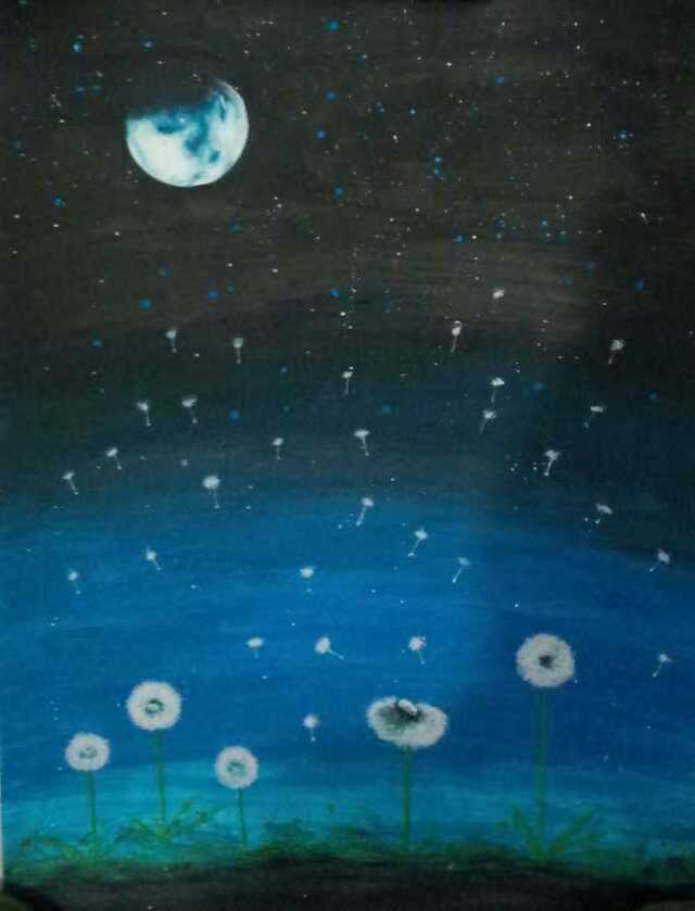 大二时候画的“玥下蒲公英”